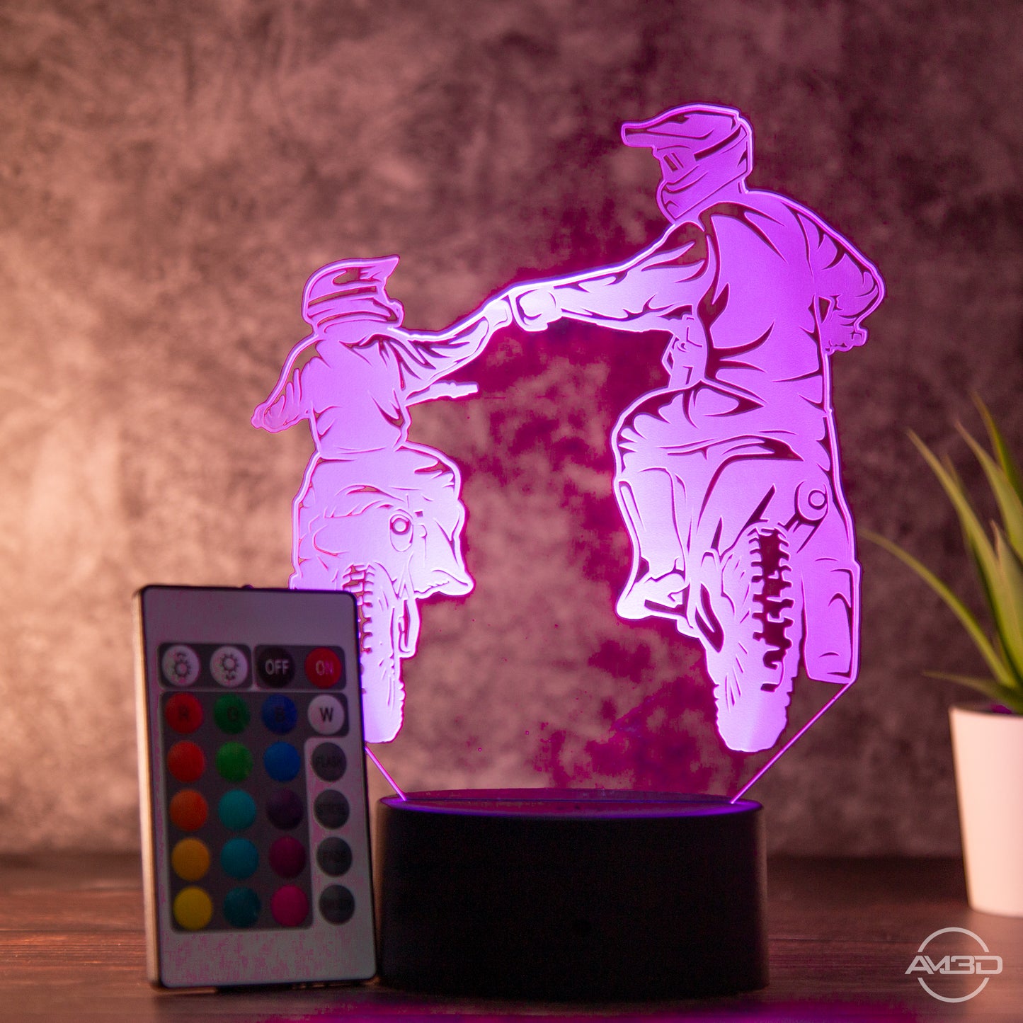 Motorrad Geschenk / Lampe / Nachtlicht LED Acryl / Vater und Sohn / Geschenk für Motorradfahrer