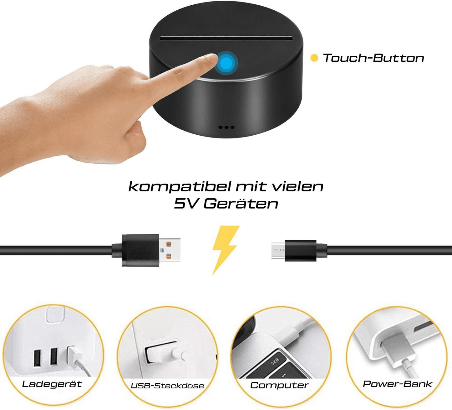 3D LED Lampe mit Logo – Personalisierte Acryl - Leuchte mit RGB Farbwechsel – Geschenk für Firmen, Männer, Büro & Geburtstag - AM3D Shop