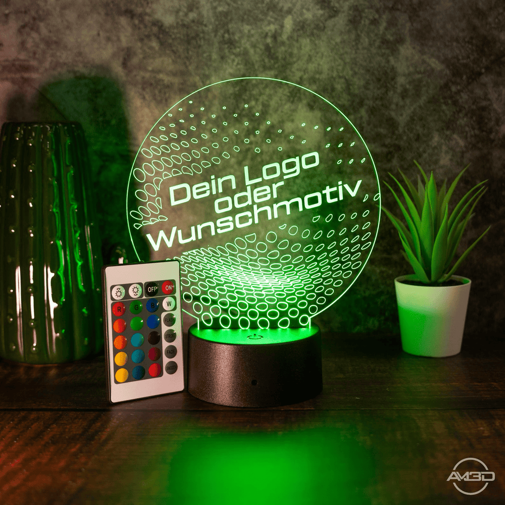 3D LED Lampe mit Logo – Personalisierte Acryl - Leuchte mit RGB Farbwechsel – Geschenk für Firmen, Männer, Büro & Geburtstag - AM3D Shop