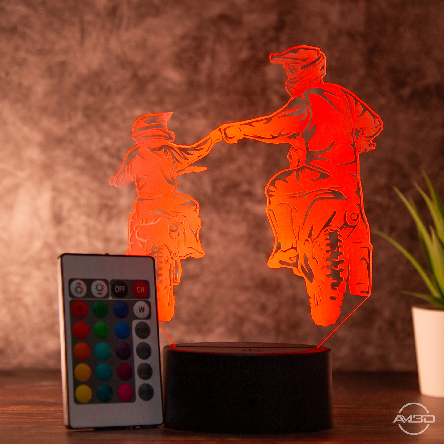 Motorrad Geschenk / Lampe / Nachtlicht LED Acryl / Vater und Sohn / Geschenk für Motorradfahrer