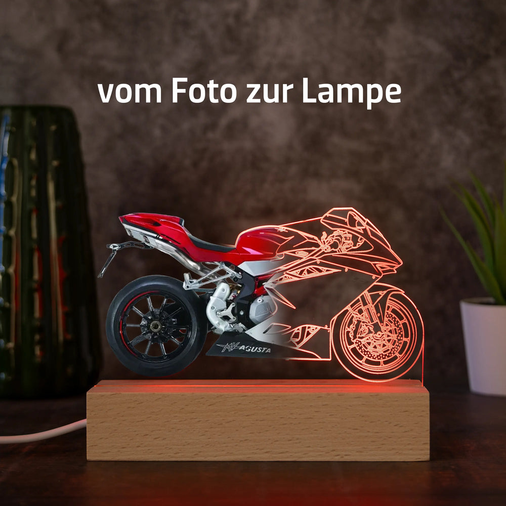 Personalisierte Motorrad Lampe aus Foto, LED Acryl Lampe, Geschenk für Männer, Geschenk für Motorradliebhaber, individuelles Bike Geschenk