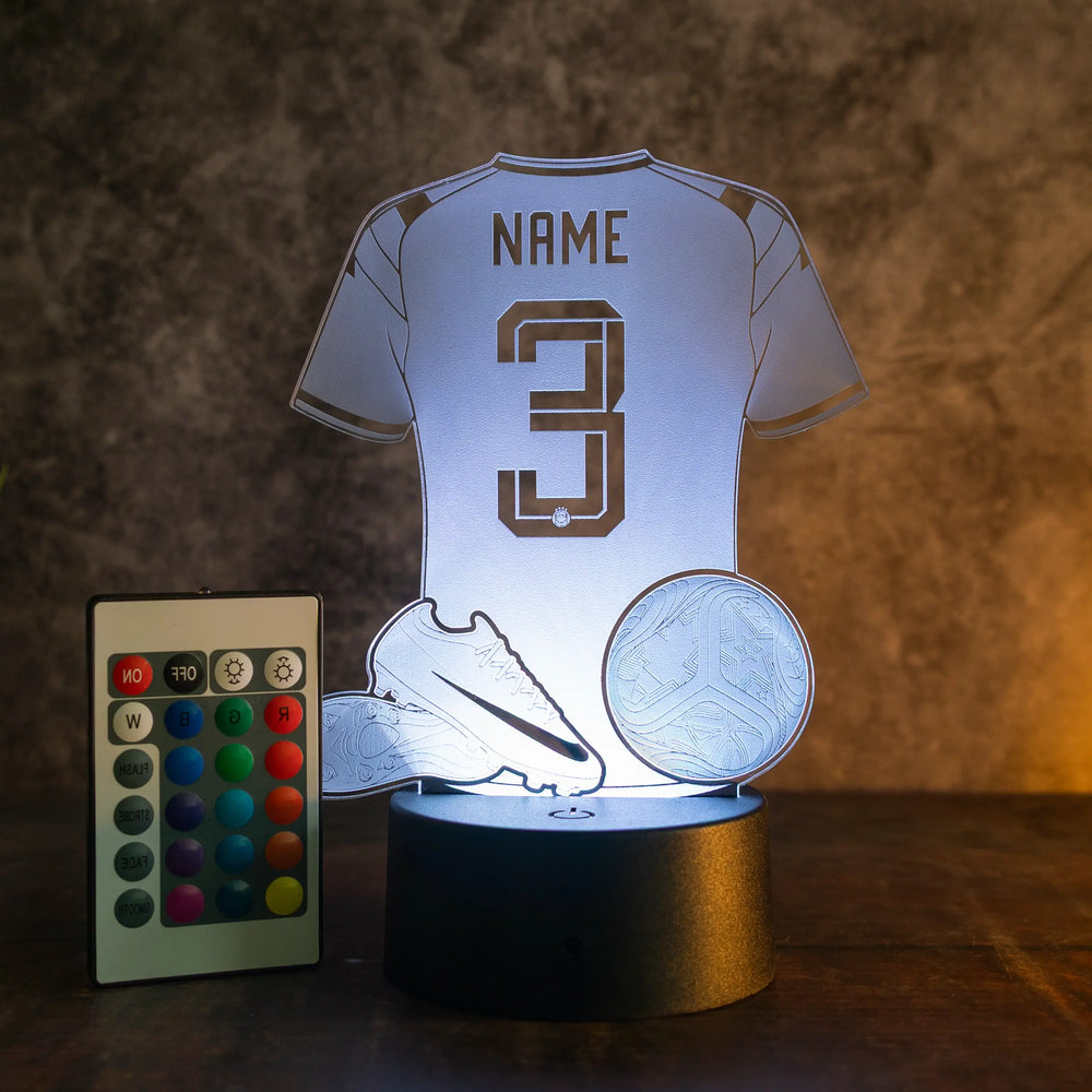 Personalisierte Fußballlampe mit Name & Wunschnummer