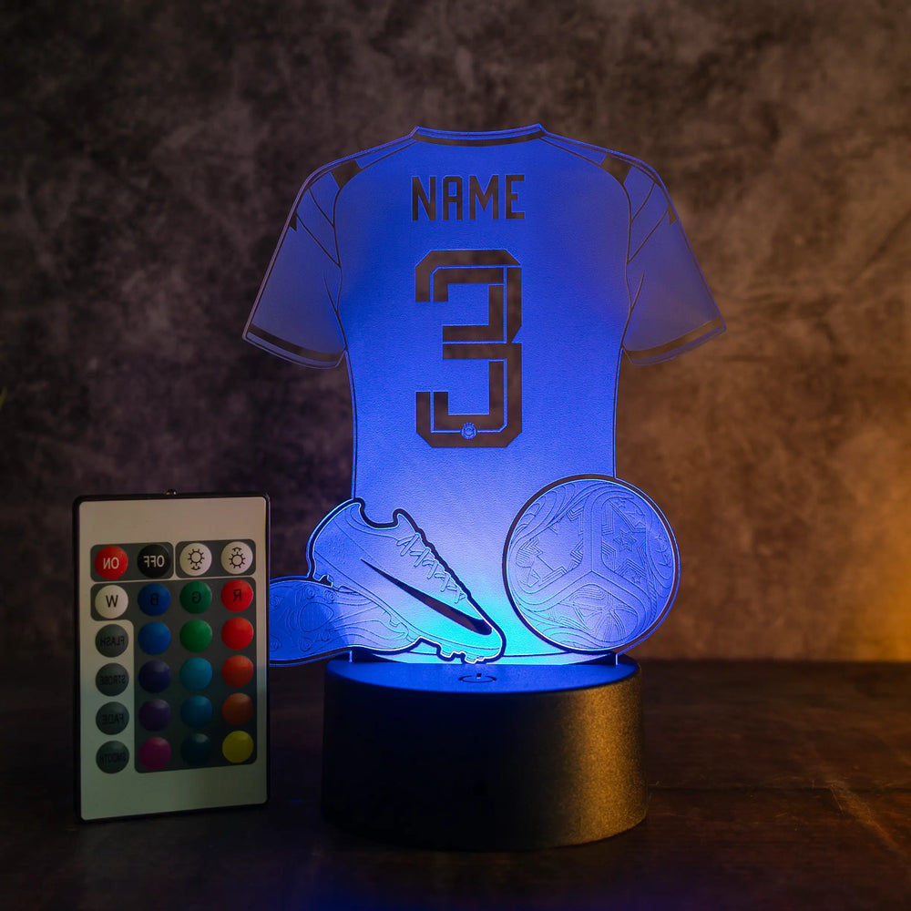Personalisierte Fußballlampe mit Name & Wunschnummer