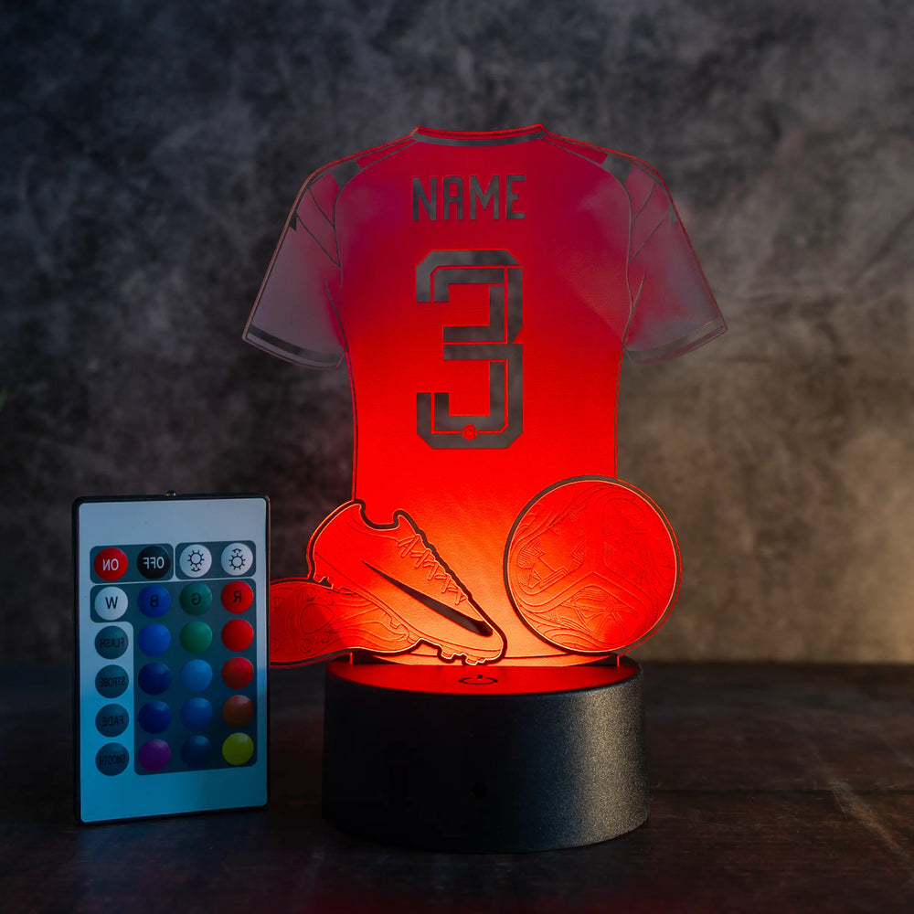 Personalisierte Fußballlampe mit Name & Wunschnummer