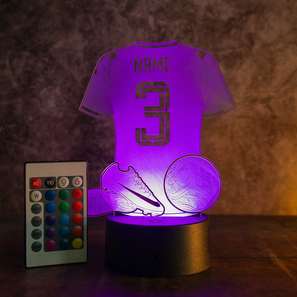 Personalisierte Fußballlampe mit Name & Wunschnummer