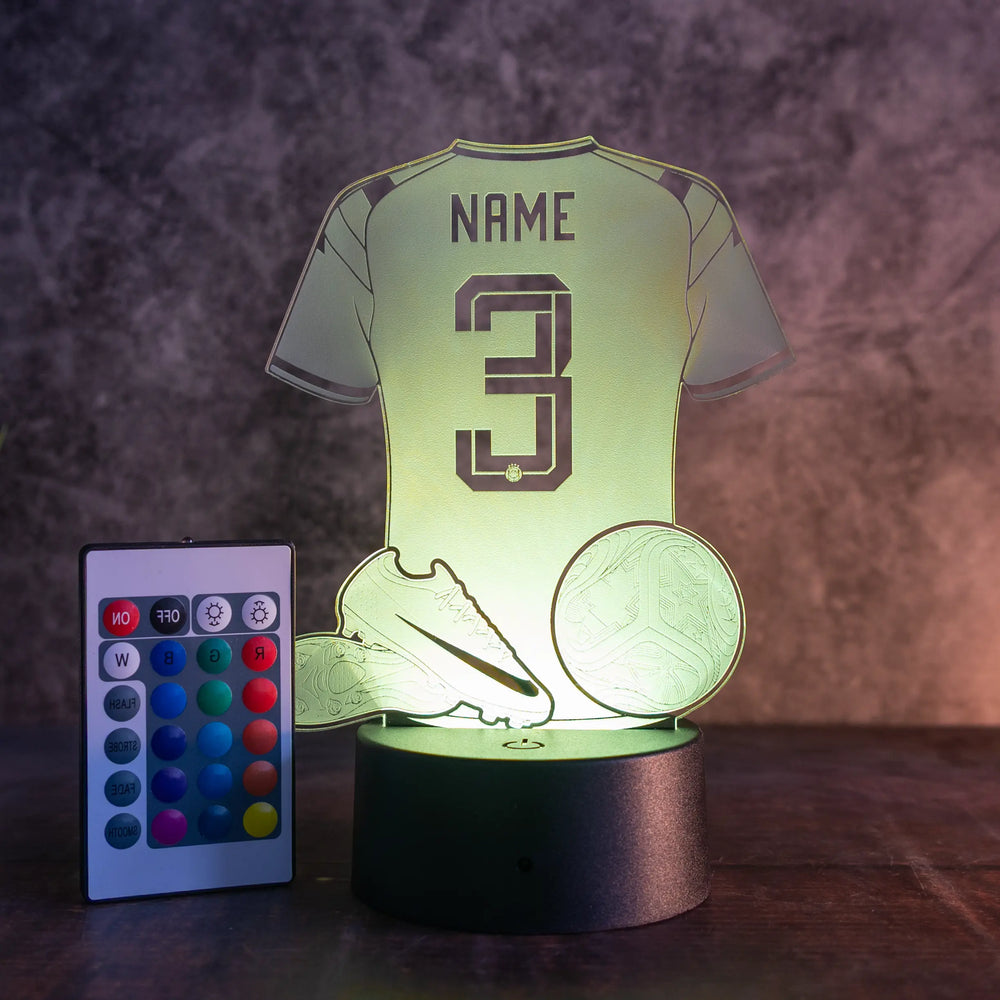 Personalisierte Fußballlampe mit Name & Wunschnummer