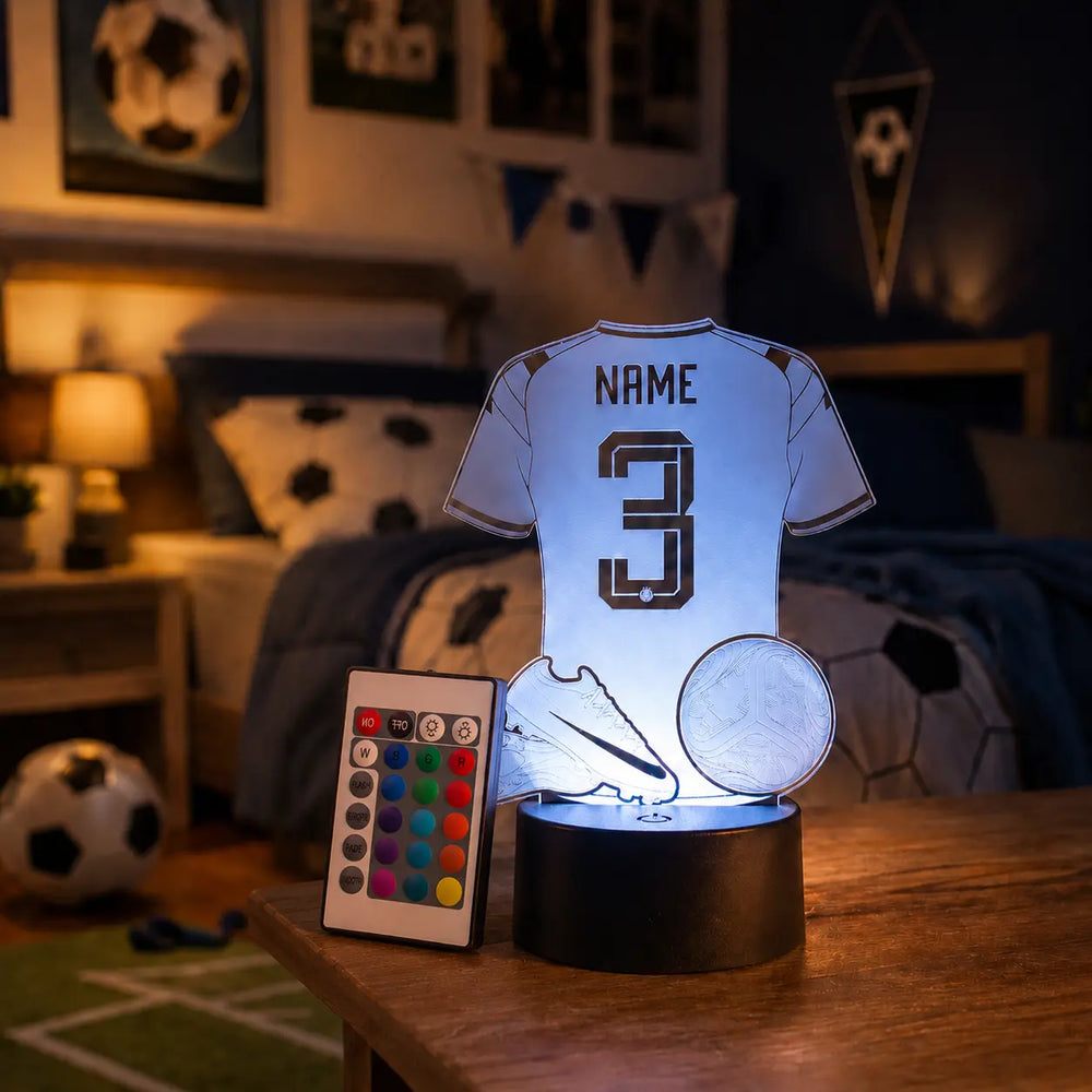 Personalisierte Fußballlampe mit Name & Wunschnummer