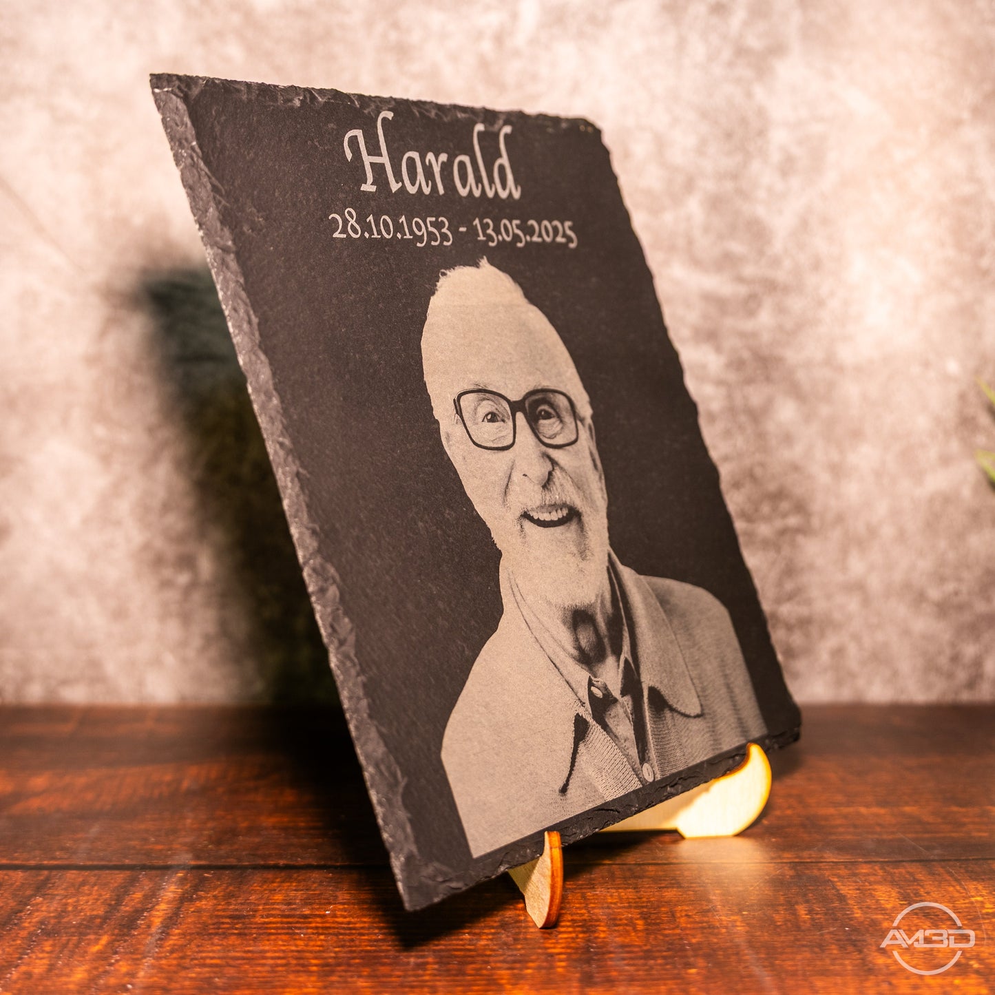 Individuelle Schiefer - Gedenktafel mit Fotogravur - AM3D Shop