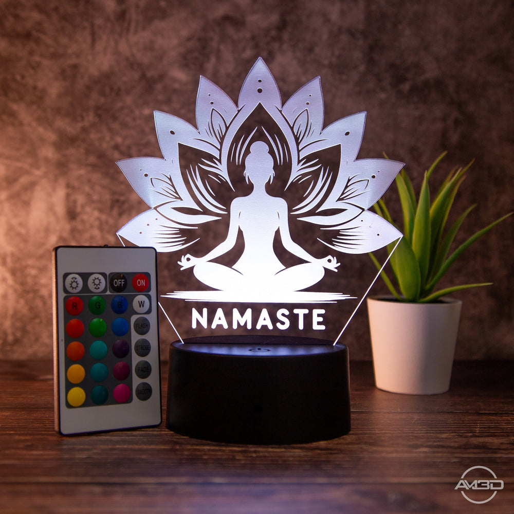 LED - Lampe aus Acryl "Namaste" - AM3D Shopmit Kunststoffsockel