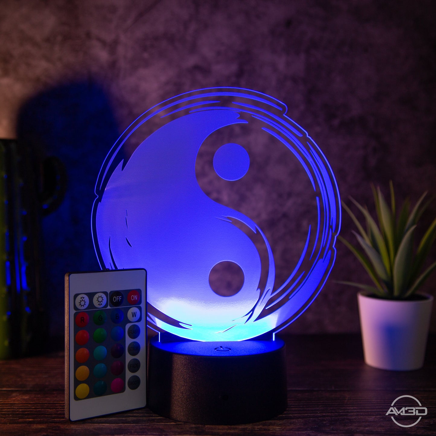 LED - Lampe aus Acryl "Yin Yang" - AM3D Shopmit Kunststoffsockel
