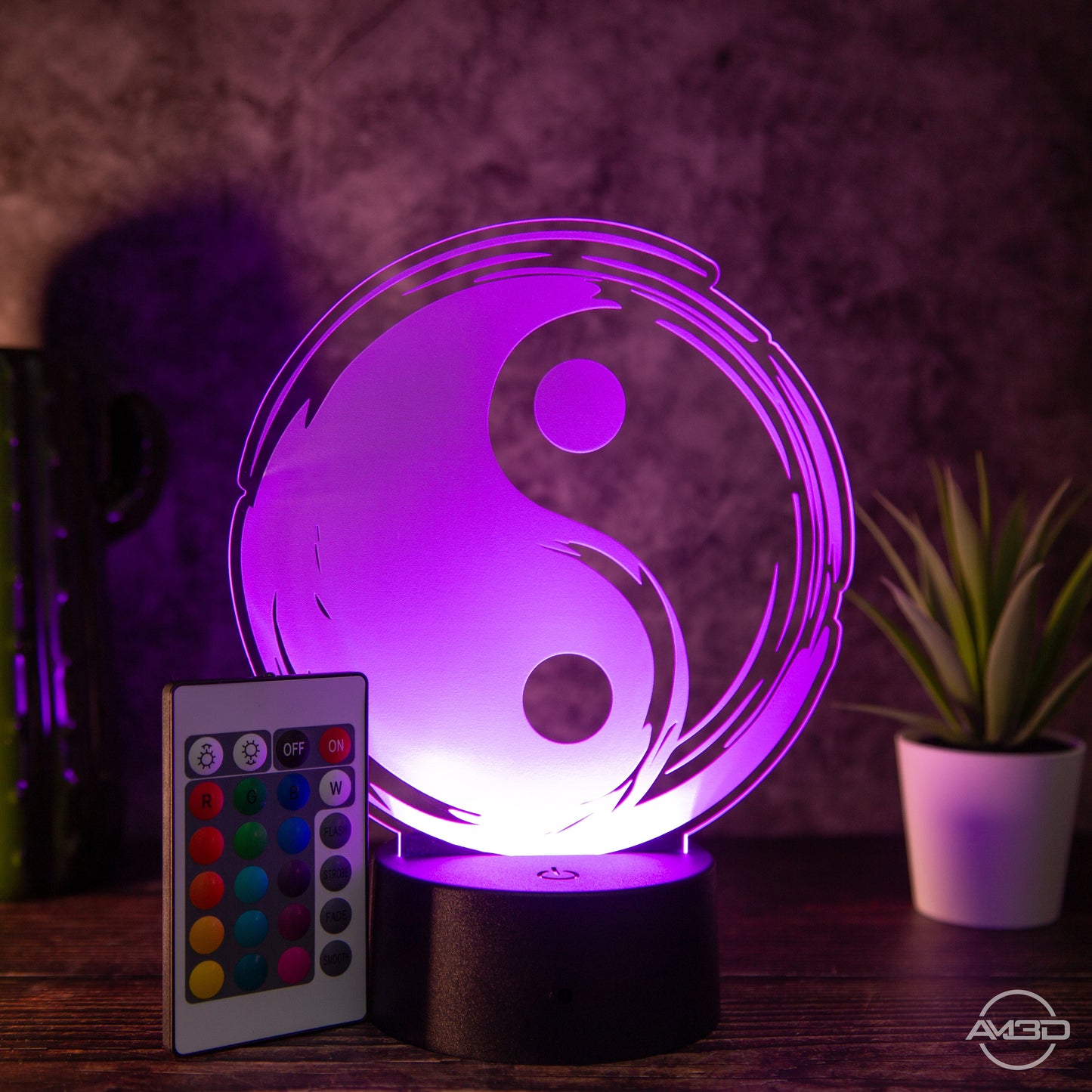 LED - Lampe aus Acryl "Yin Yang" - AM3D Shopmit Kunststoffsockel