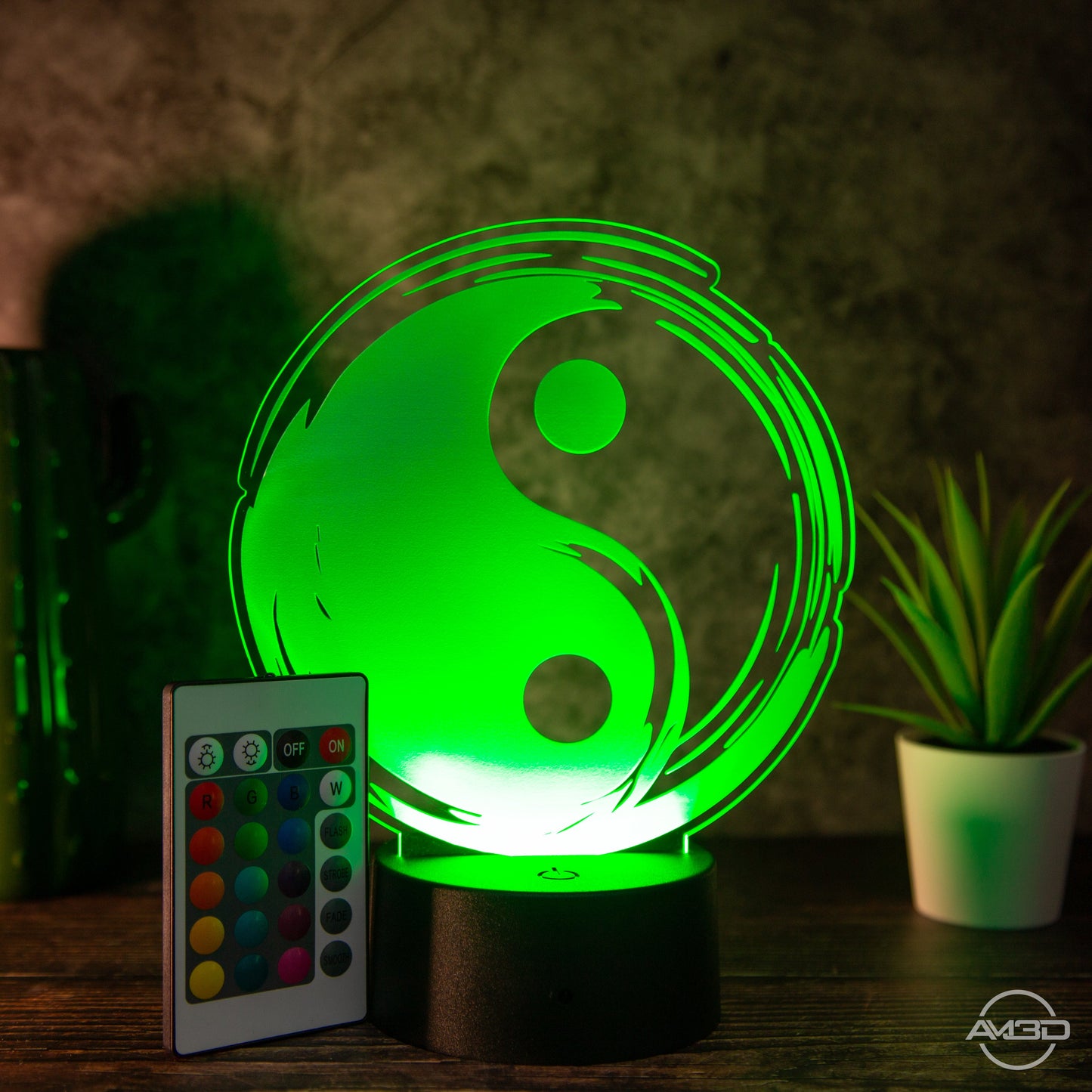 LED - Lampe aus Acryl "Yin Yang" - AM3D Shopmit Kunststoffsockel