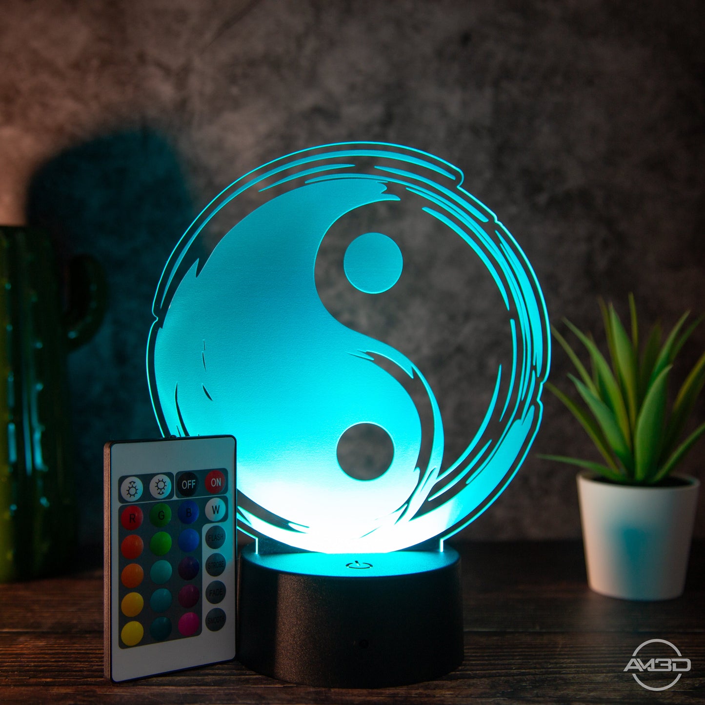 LED - Lampe aus Acryl "Yin Yang" - AM3D Shopmit Kunststoffsockel