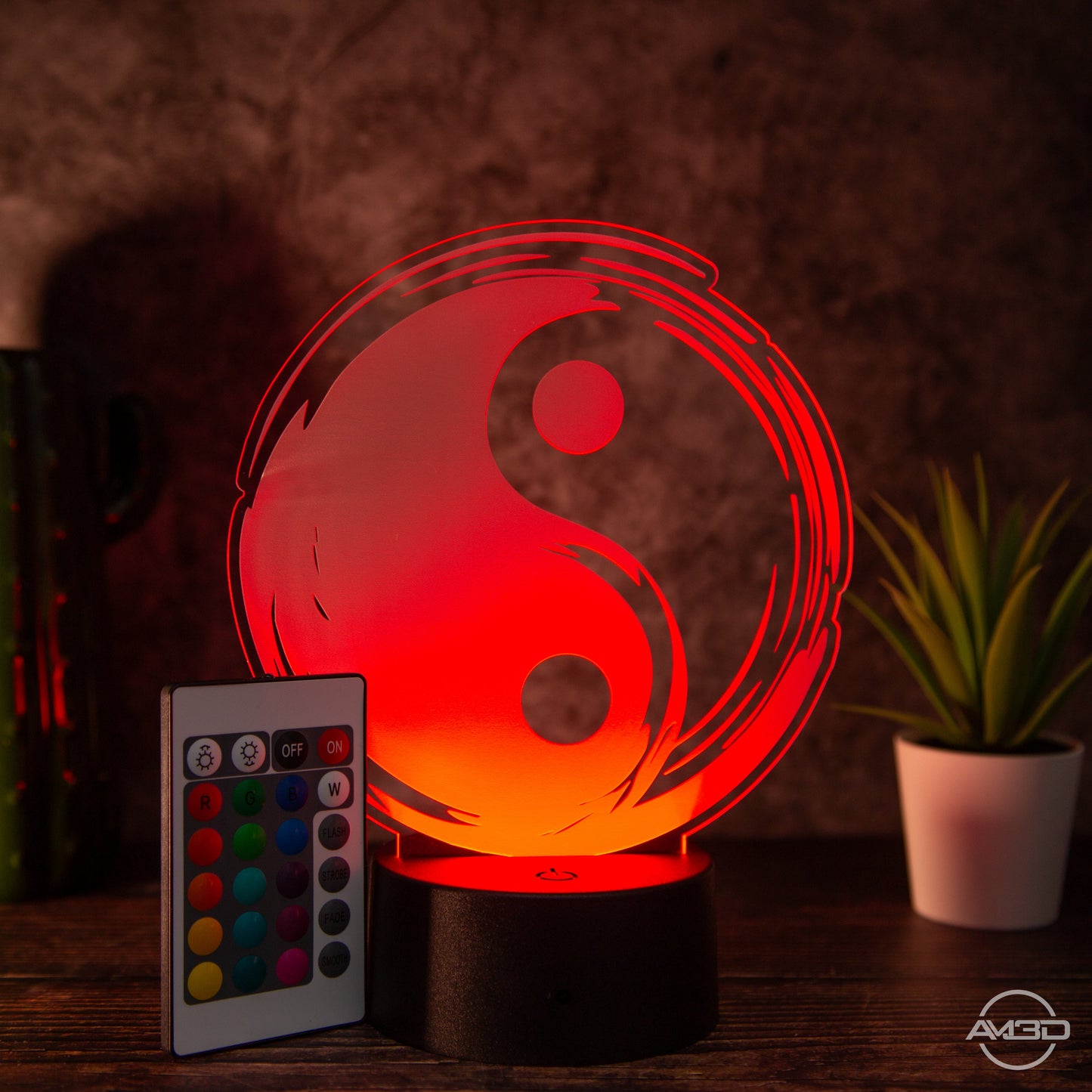LED - Lampe aus Acryl "Yin Yang" - AM3D Shopmit Kunststoffsockel