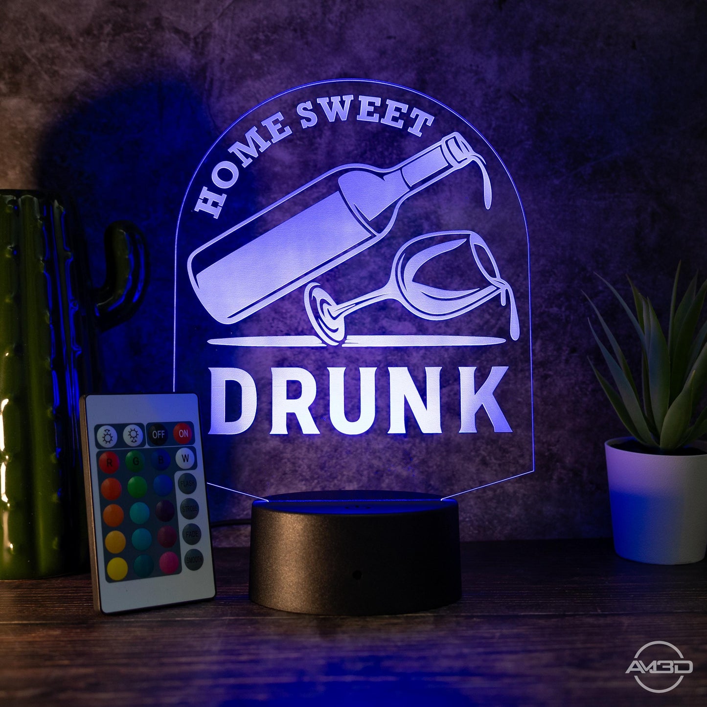LED - Lampe "Home Sweet Drunk" - Humorvolles Highlight für Weinliebhaber - AM3D Shop