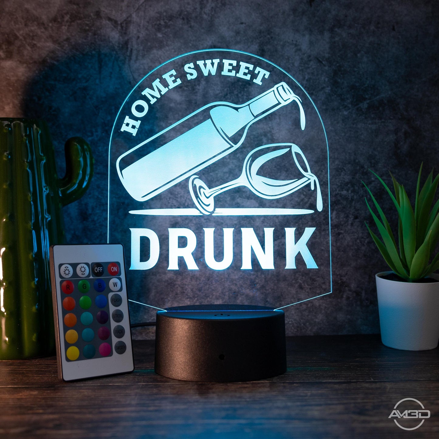 LED - Lampe "Home Sweet Drunk" - Humorvolles Highlight für Weinliebhaber - AM3D Shop