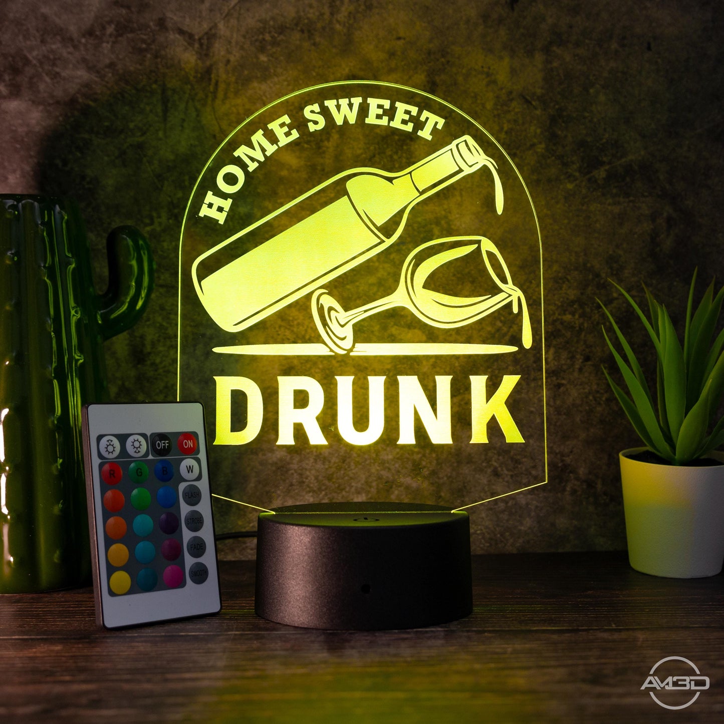LED - Lampe "Home Sweet Drunk" - Humorvolles Highlight für Weinliebhaber - AM3D Shop