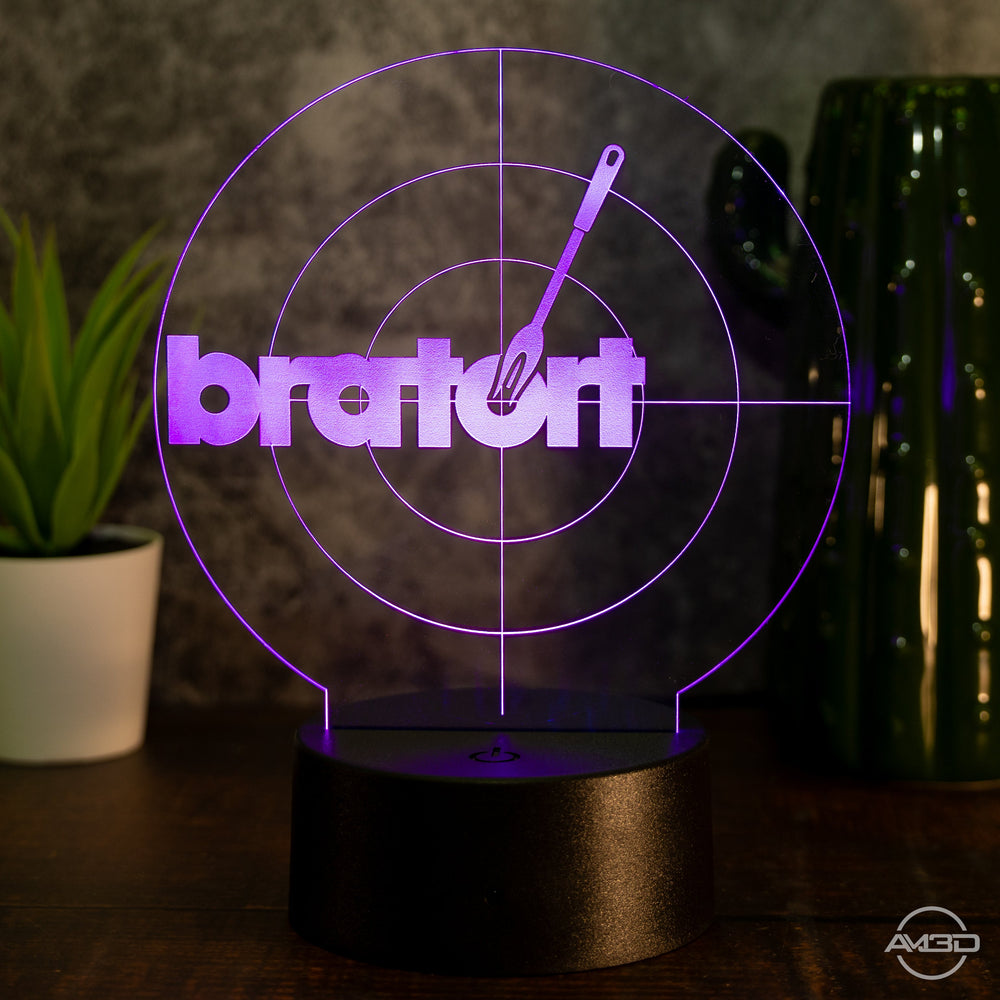 LED - Leuchte „bratort“ – Die humorvolle Grill - Lampe für Krimi - Fans - AM3D Shopmit Kunststoffsockel