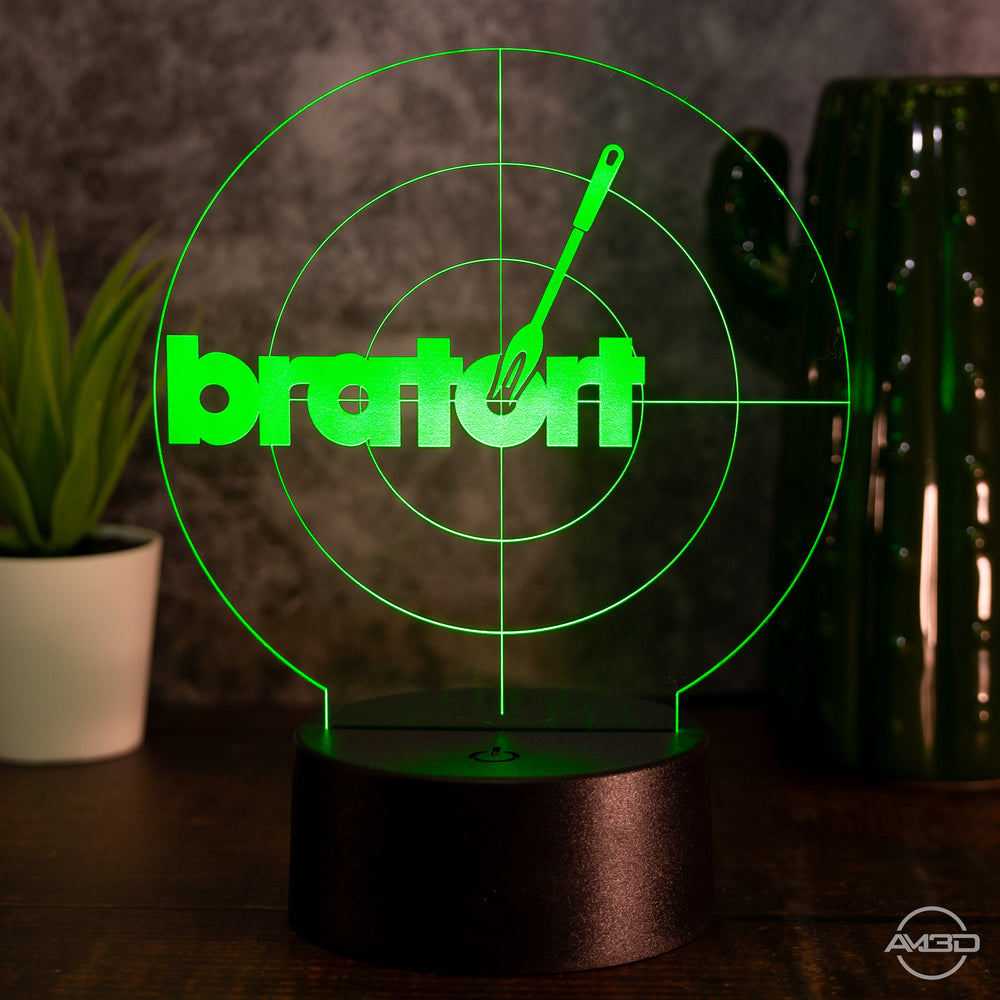 LED - Leuchte „bratort“ – Die humorvolle Grill - Lampe für Krimi - Fans - AM3D Shopmit Kunststoffsockel