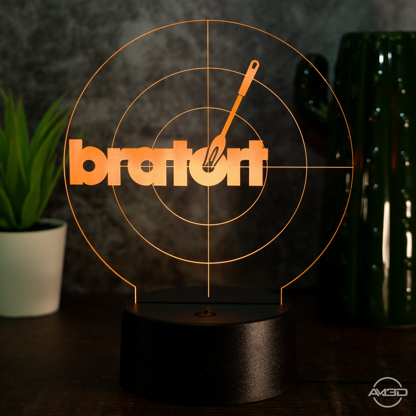 LED - Leuchte „bratort“ – Die humorvolle Grill - Lampe für Krimi - Fans - AM3D Shopmit Kunststoffsockel
