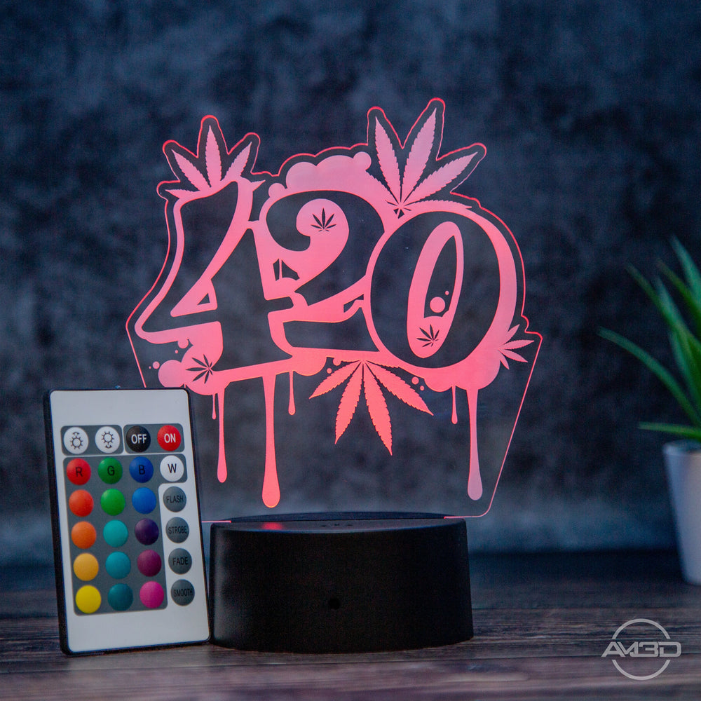 LED Tischlampe aus Acryl "420 - Weed" - AM3D Shopmit Kunststoffsockel