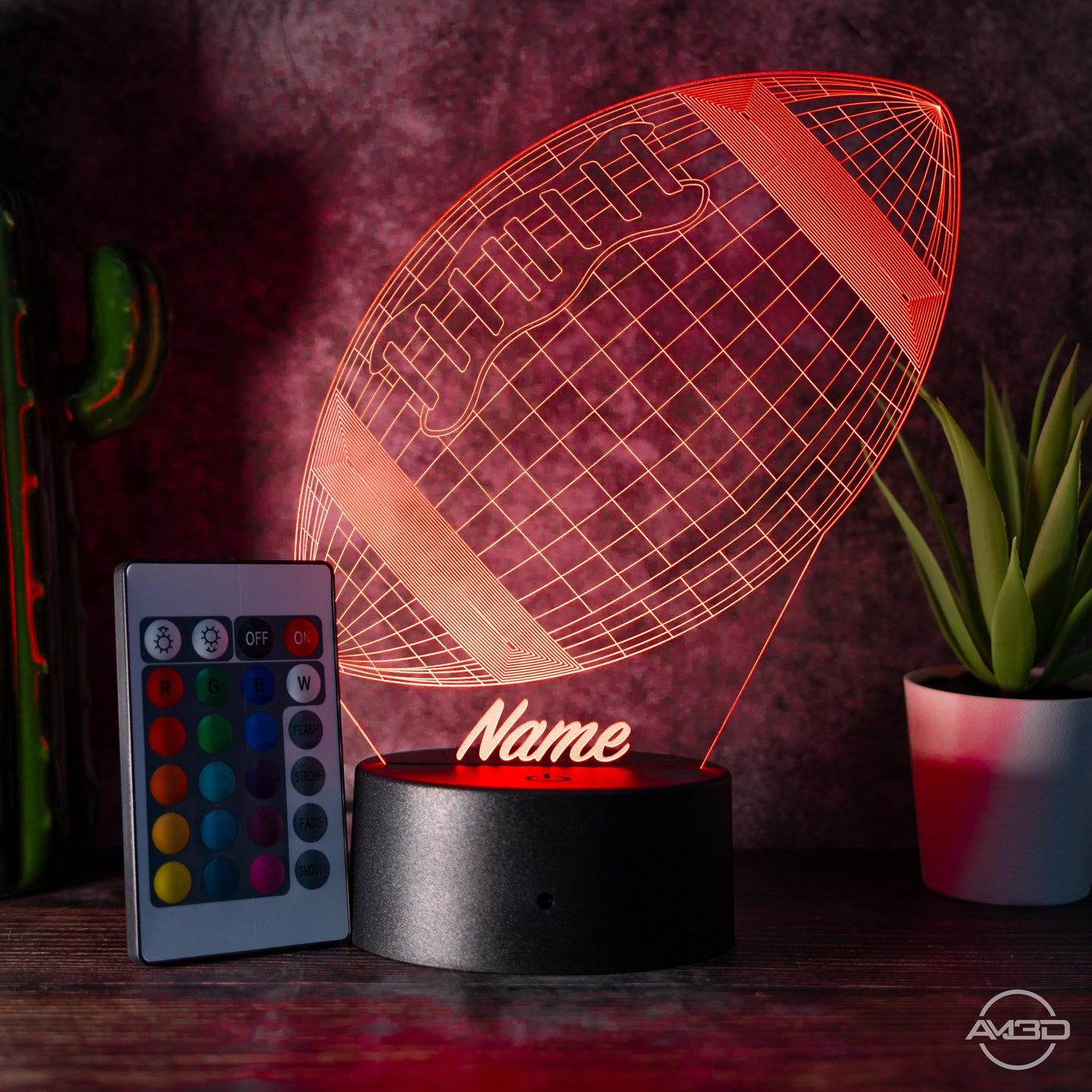 Personalisierbare 3D - LED - Lampe "Football" das perfekte Geschenk für Footballer und Fans! - AM3D Shop