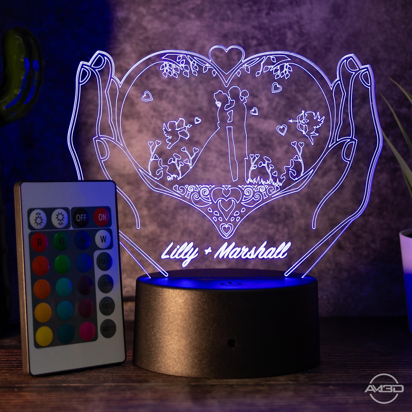 Personalisierbare 3D - LED - Lampe "Herz & Hände" das perfekte Geschenk für Verliebte! - AM3D Shop
