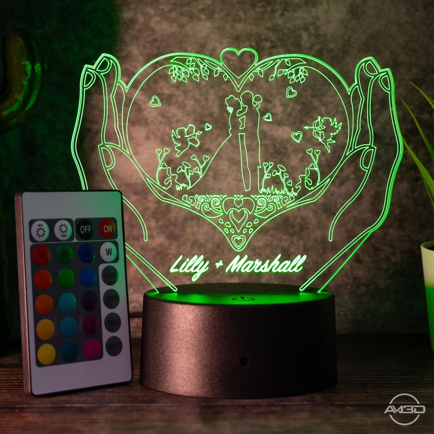 Personalisierbare 3D - LED - Lampe "Herz & Hände" das perfekte Geschenk für Verliebte! - AM3D Shop