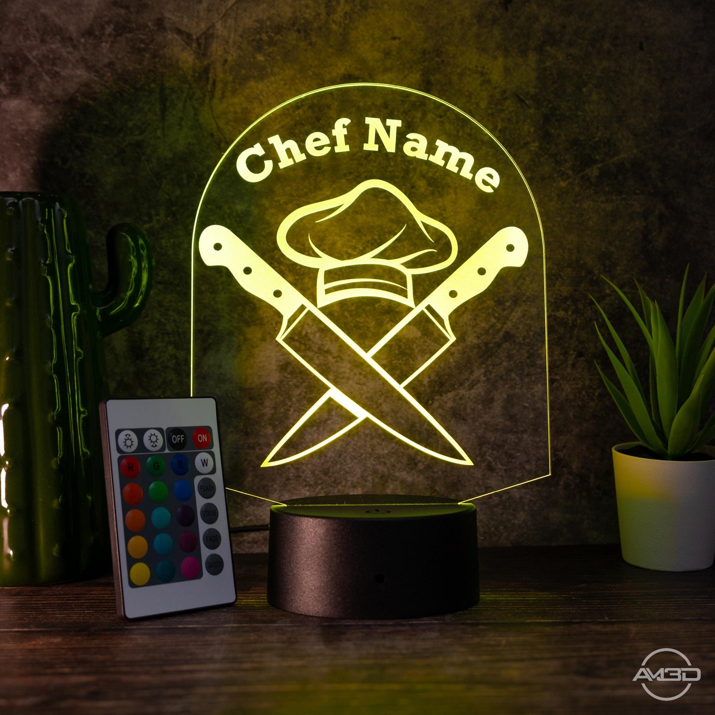 Personalisierbare LED - Lampe für Köche Das perfekte Geschenk für Köche und die, die es noch werden wollen! - AM3D Shop