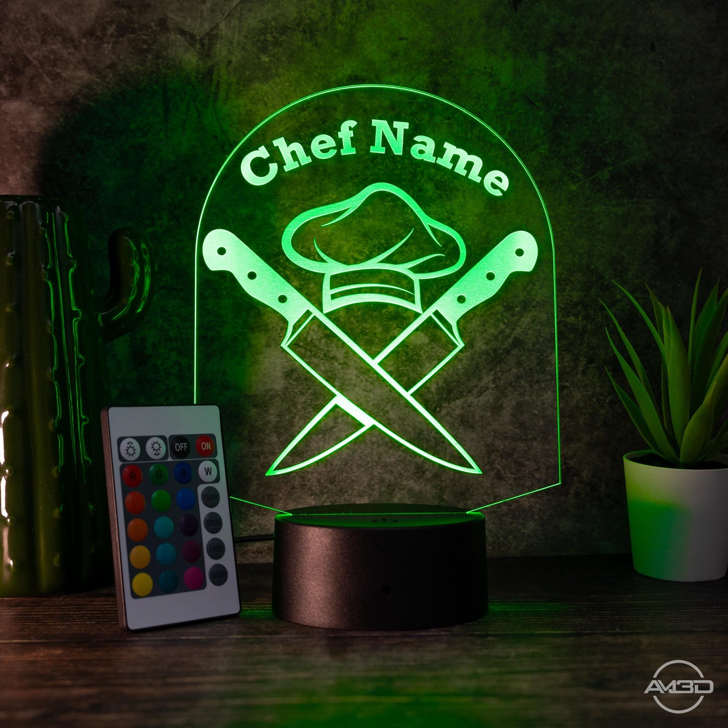 Personalisierbare LED - Lampe für Köche Das perfekte Geschenk für Köche und die, die es noch werden wollen! - AM3D Shop