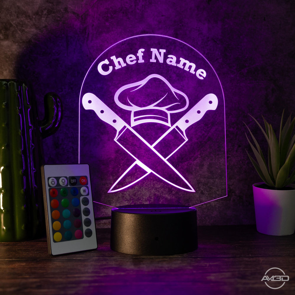 Personalisierbare LED - Lampe für Köche Das perfekte Geschenk für Köche und die, die es noch werden wollen! - AM3D Shop