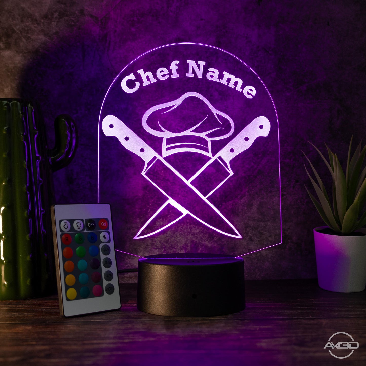 Personalisierbare LED - Lampe für Köche Das perfekte Geschenk für Köche und die, die es noch werden wollen! - AM3D Shop