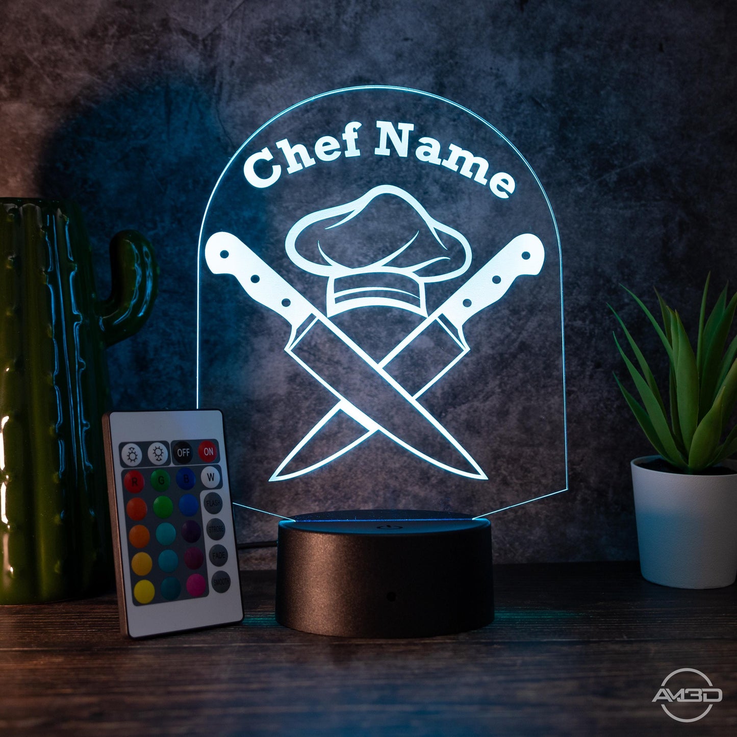 Personalisierbare LED - Lampe für Köche Das perfekte Geschenk für Köche und die, die es noch werden wollen! - AM3D Shop