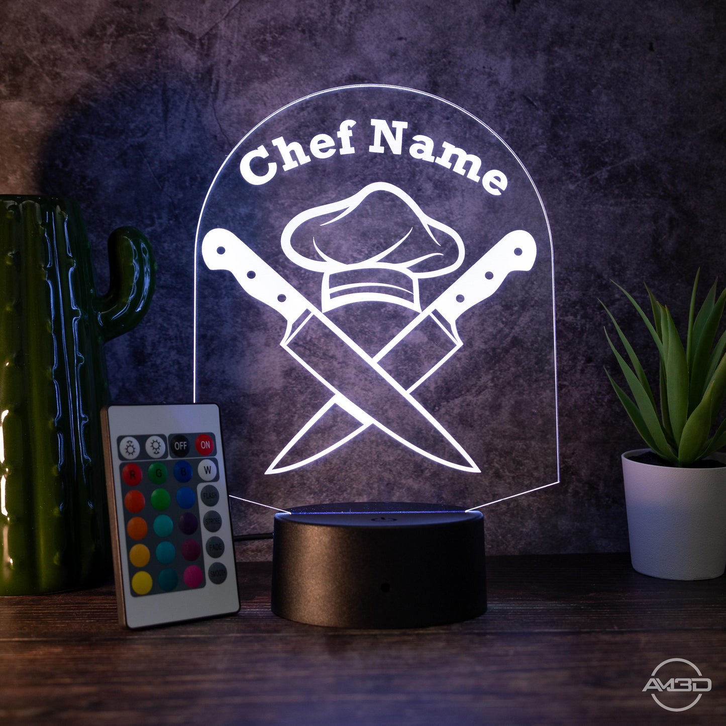 Personalisierbare LED - Lampe für Köche Das perfekte Geschenk für Köche und die, die es noch werden wollen! - AM3D Shop