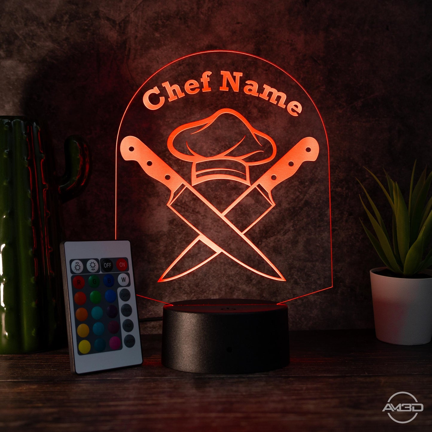 Personalisierbare LED - Lampe für Köche Das perfekte Geschenk für Köche und die, die es noch werden wollen! - AM3D Shop
