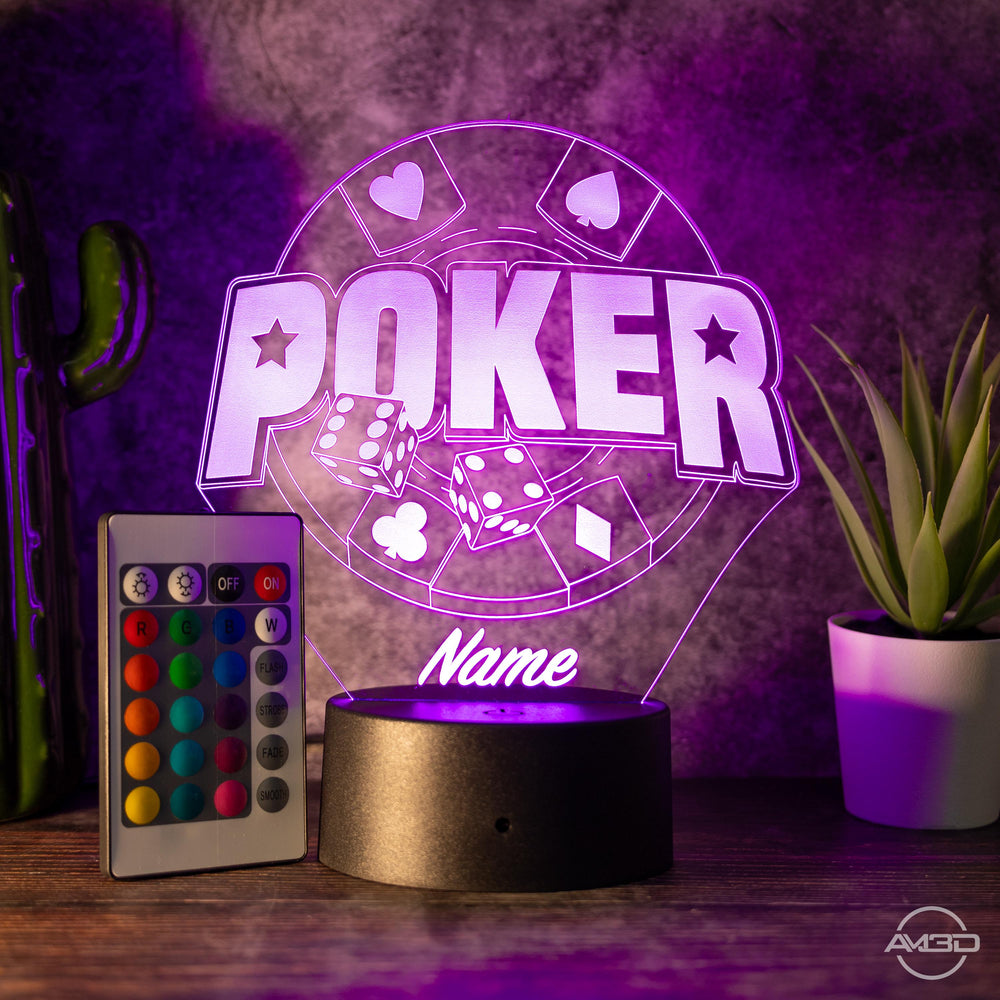 Personalisierbare LED - Lampe "Poker Casino" das perfekte Highlight für Spielefans! - AM3D Shop
