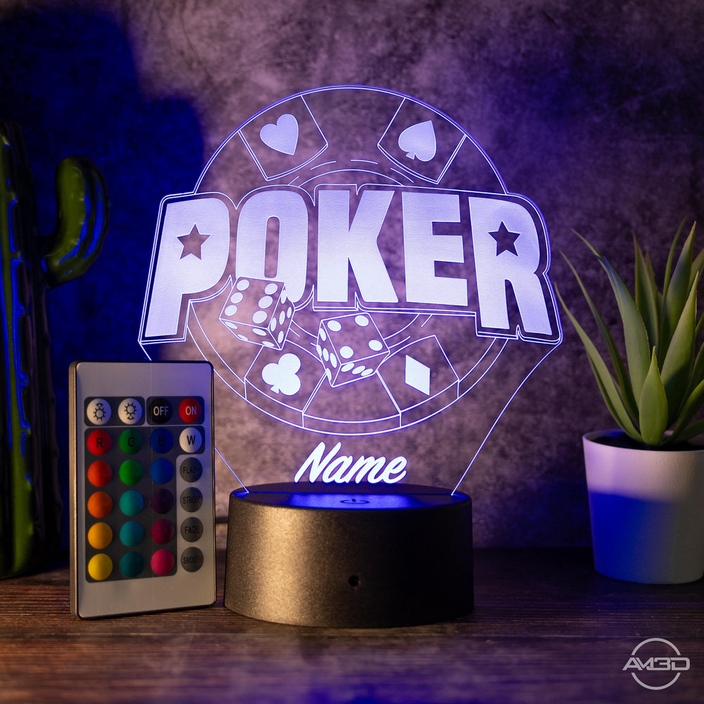 Personalisierbare LED - Lampe "Poker Casino" das perfekte Highlight für Spielefans! - AM3D Shop