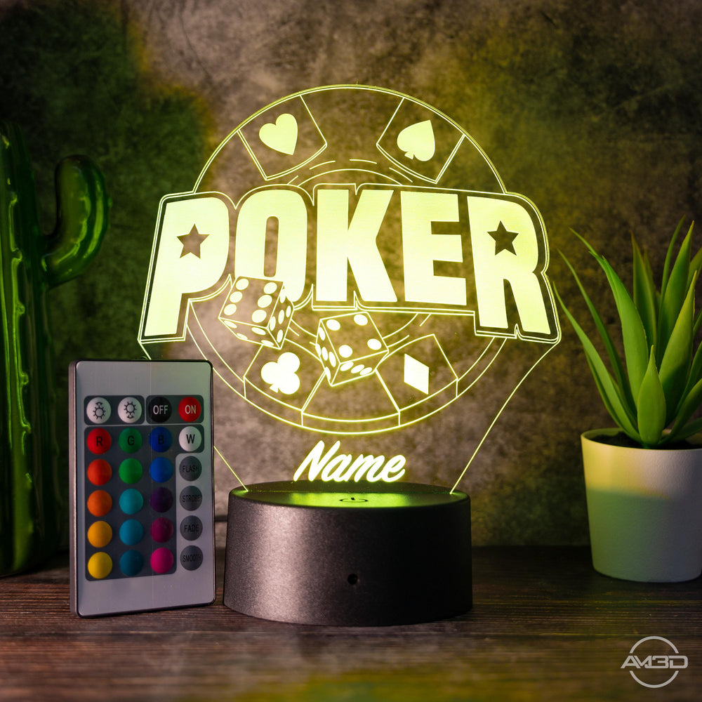 Personalisierbare LED - Lampe "Poker Casino" das perfekte Highlight für Spielefans! - AM3D Shop