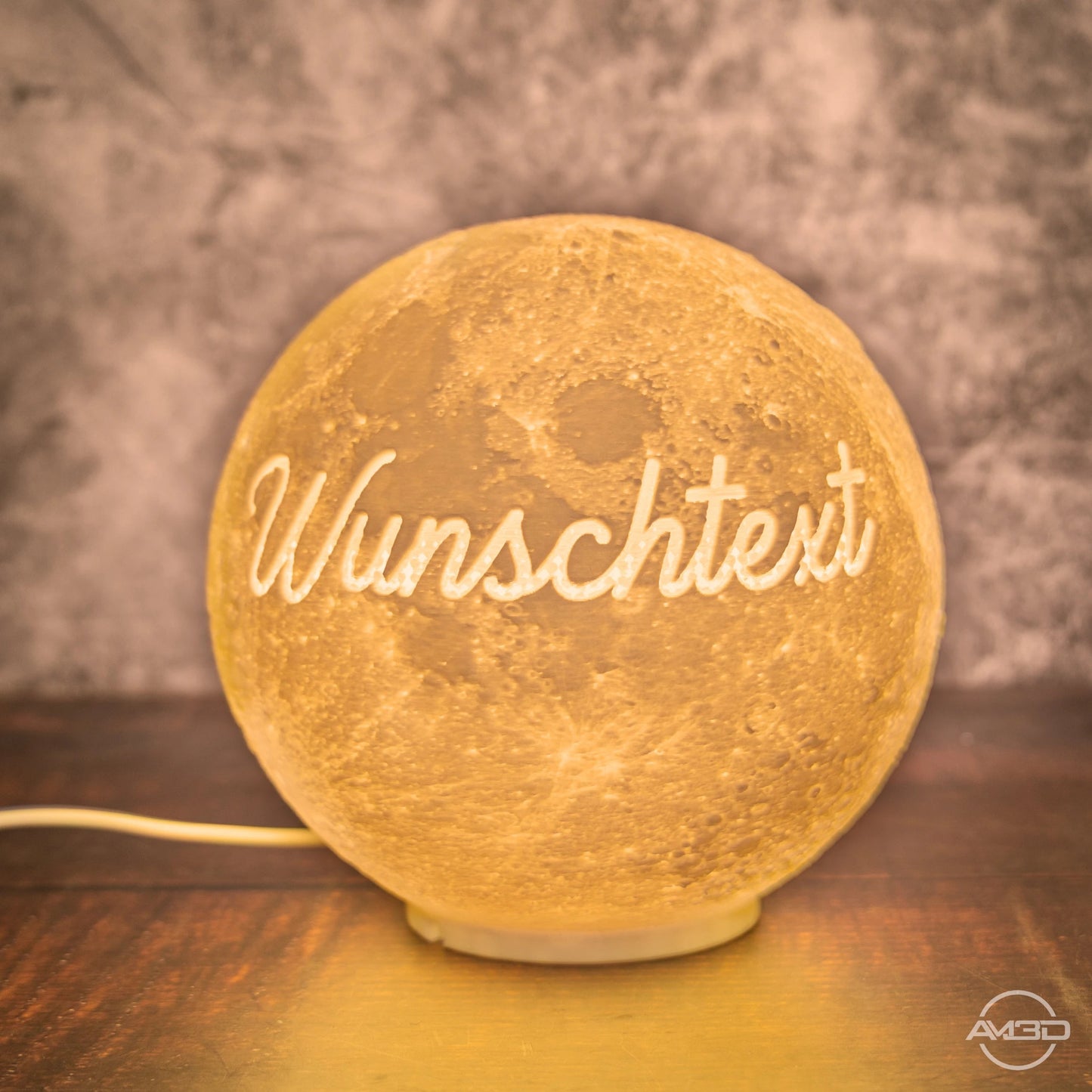 Personalisierte 3D Mondlampe mit Foto & Wunschtext | LED Nachtlicht - AM3D Shop