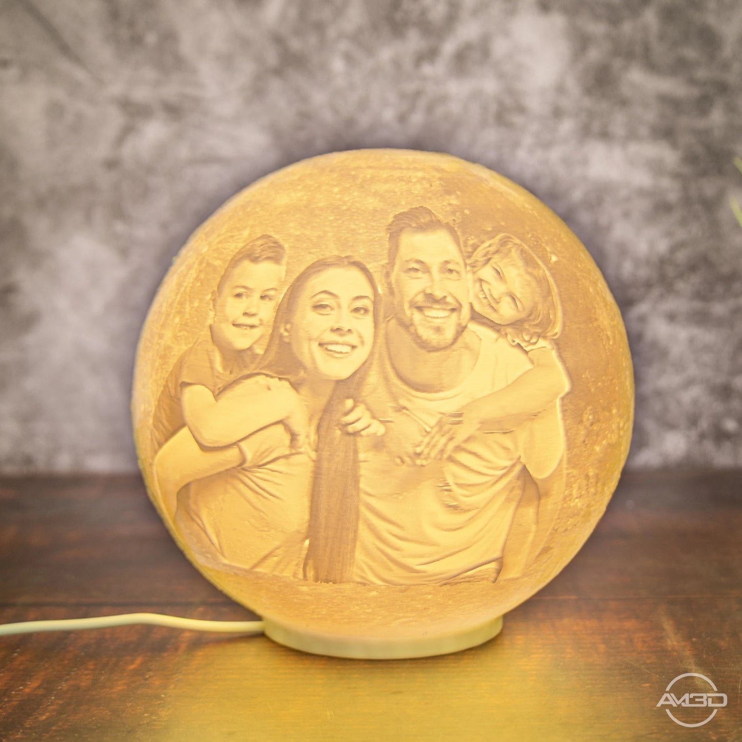 Personalisierte 3D Mondlampe mit Foto & Wunschtext | LED Nachtlicht - AM3D Shop