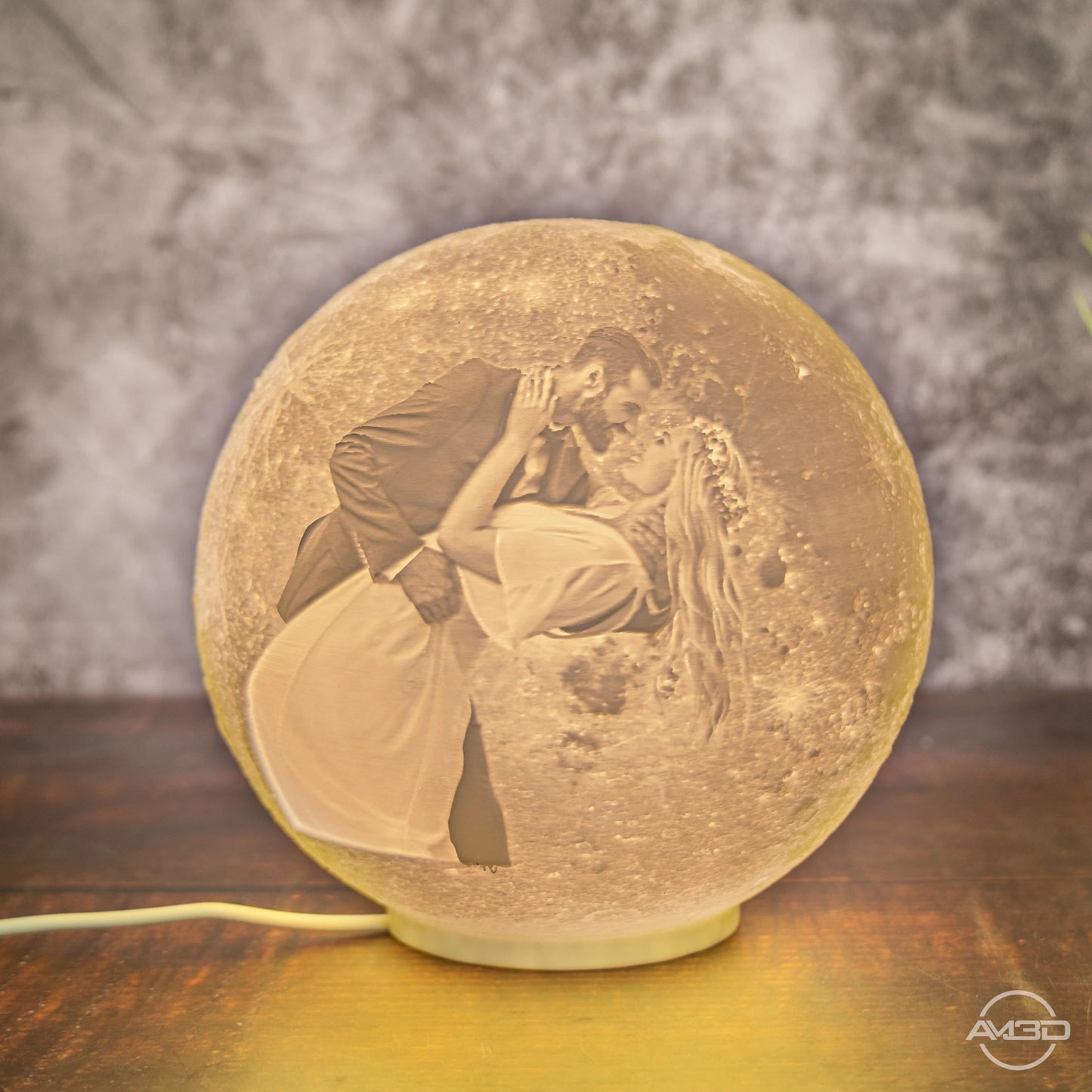 Personalisierte 3D Mondlampe mit Foto & Wunschtext | LED Nachtlicht - AM3D Shop