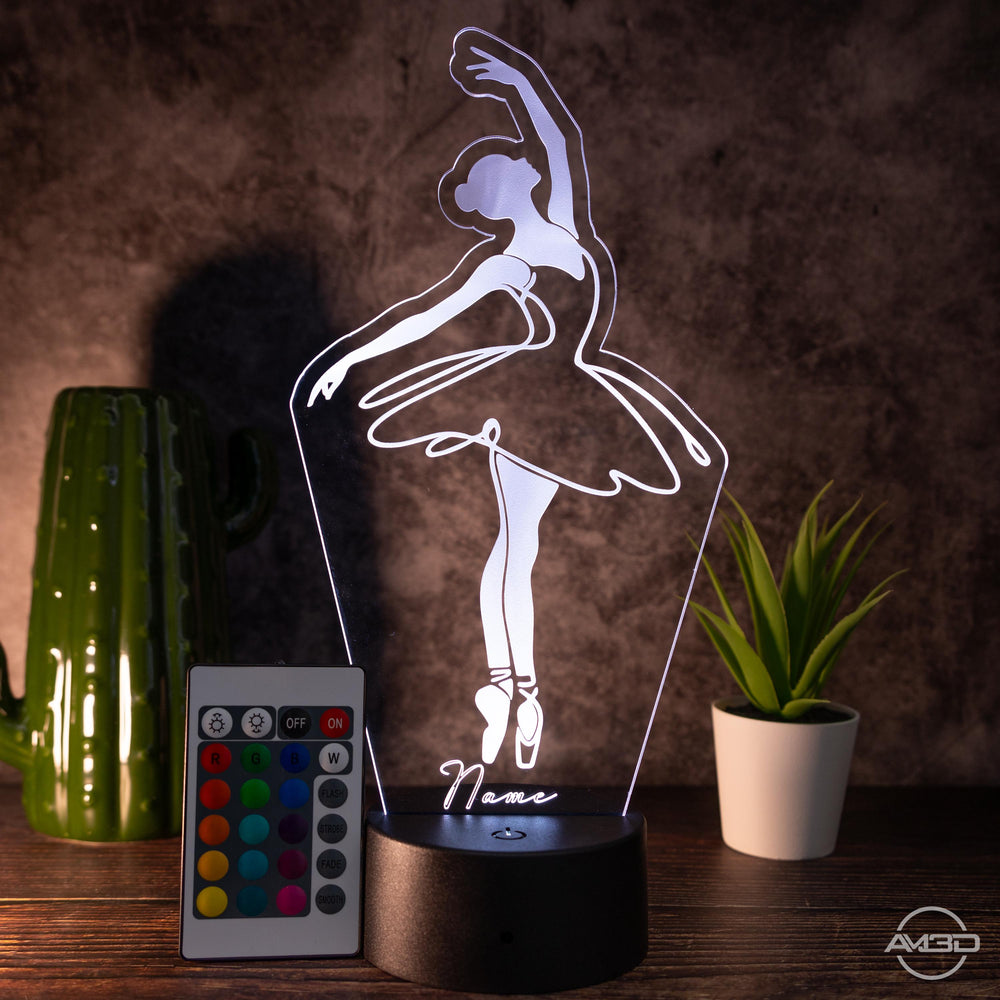 personalisierte Lampe Ballerina, Ballett Nachtlicht fürs Kinderzimmer / Tischlampe LED Acryl - AM3D Shop