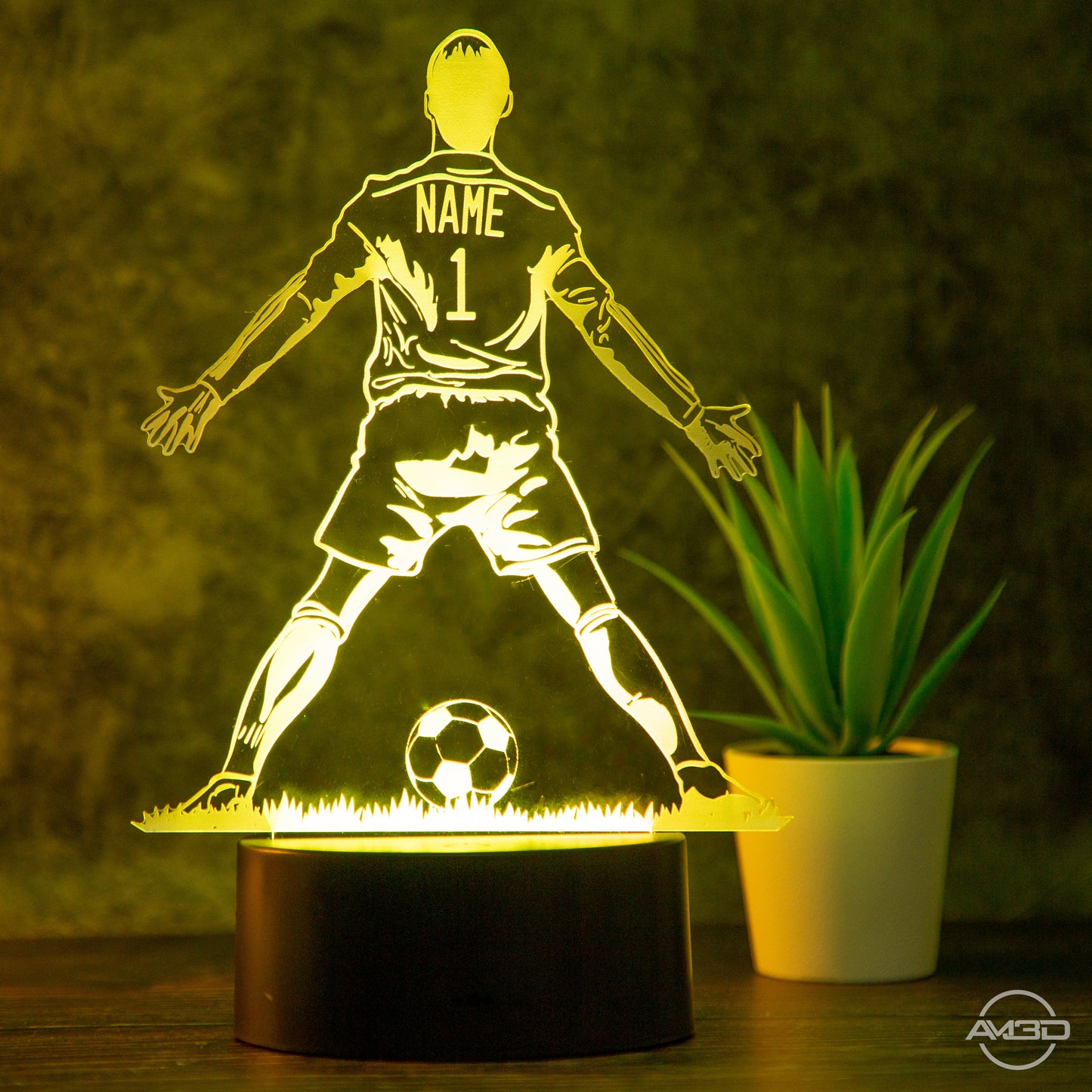 Personalisierte Tischlampe Fußballer - AM3D Shopmit Kunststoffsockel