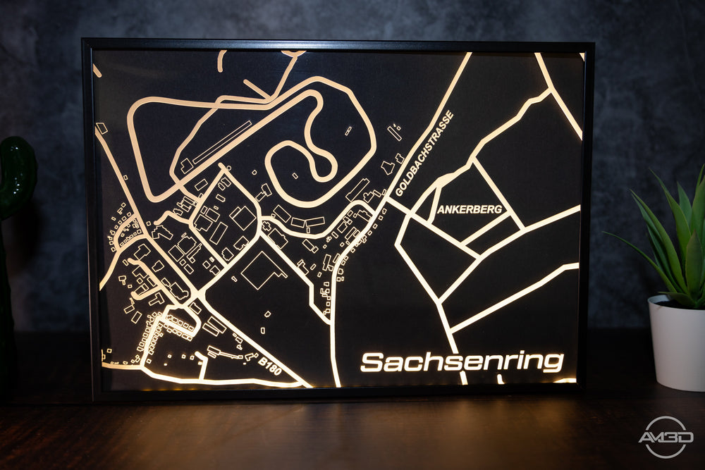 Sachsenring Karte als LED Bild - AM3D Shop