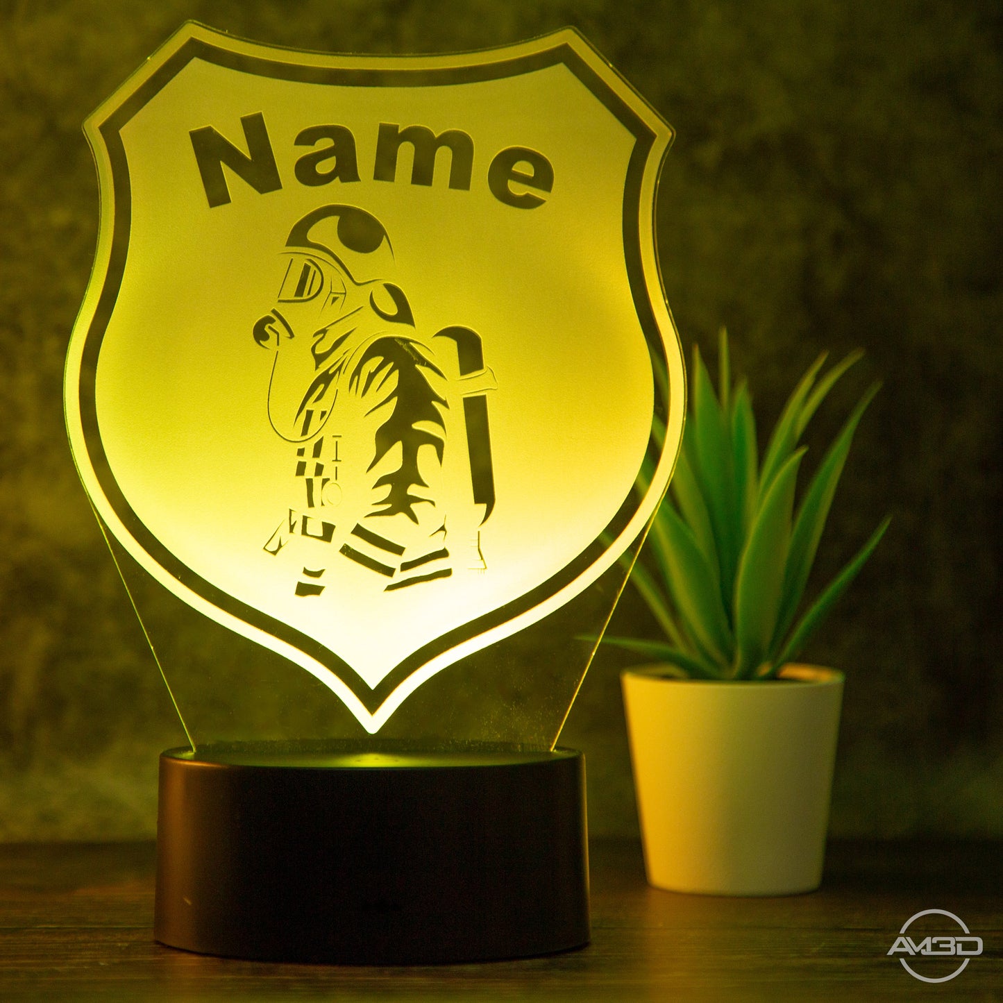 Tischlampe Feuerwehr - Wappen LED Nachtlicht aus Acryl - AM3D Shopmit Kunststoffsockel