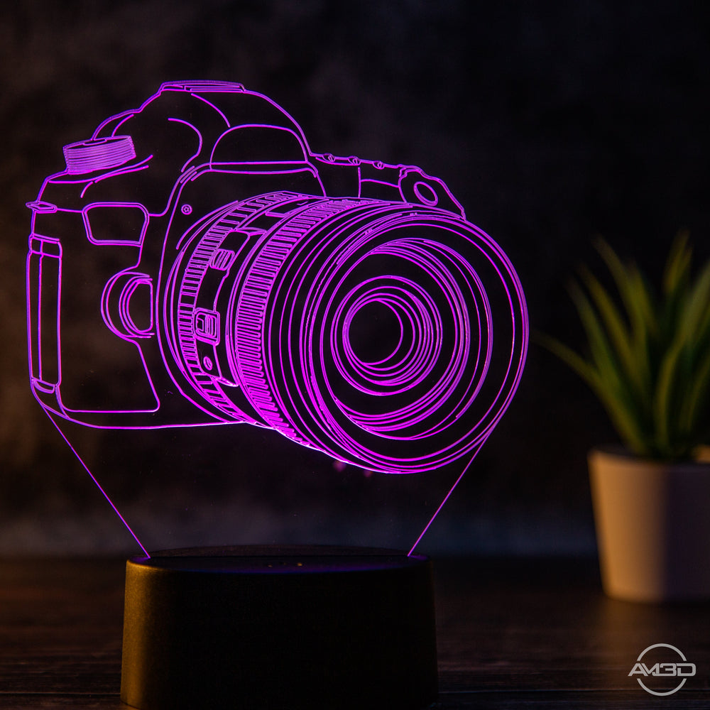 Tischlampe Kamera // Fotograf // Nachtlicht LED Acryl // Geschenk für Fotografen - AM3D Shopmit Kunststoffsockel