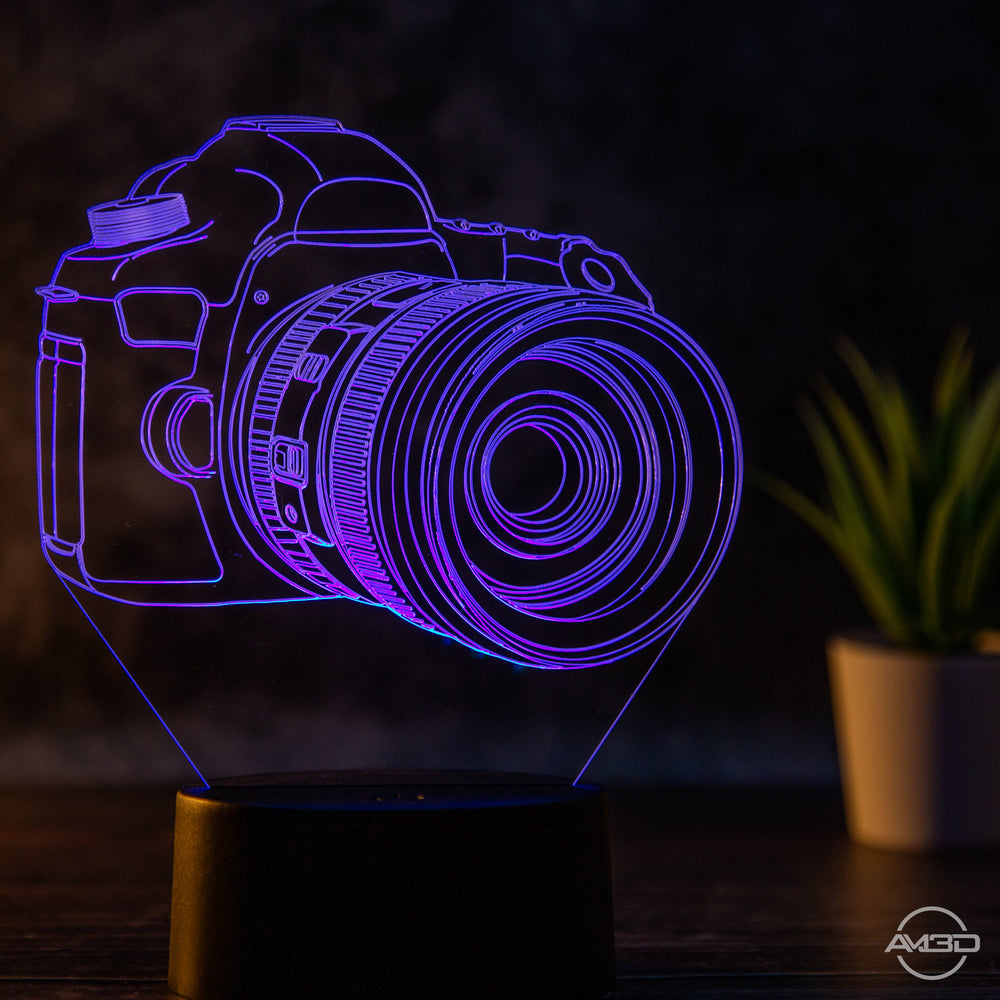 Tischlampe Kamera // Fotograf // Nachtlicht LED Acryl // Geschenk für Fotografen - AM3D Shopmit Kunststoffsockel