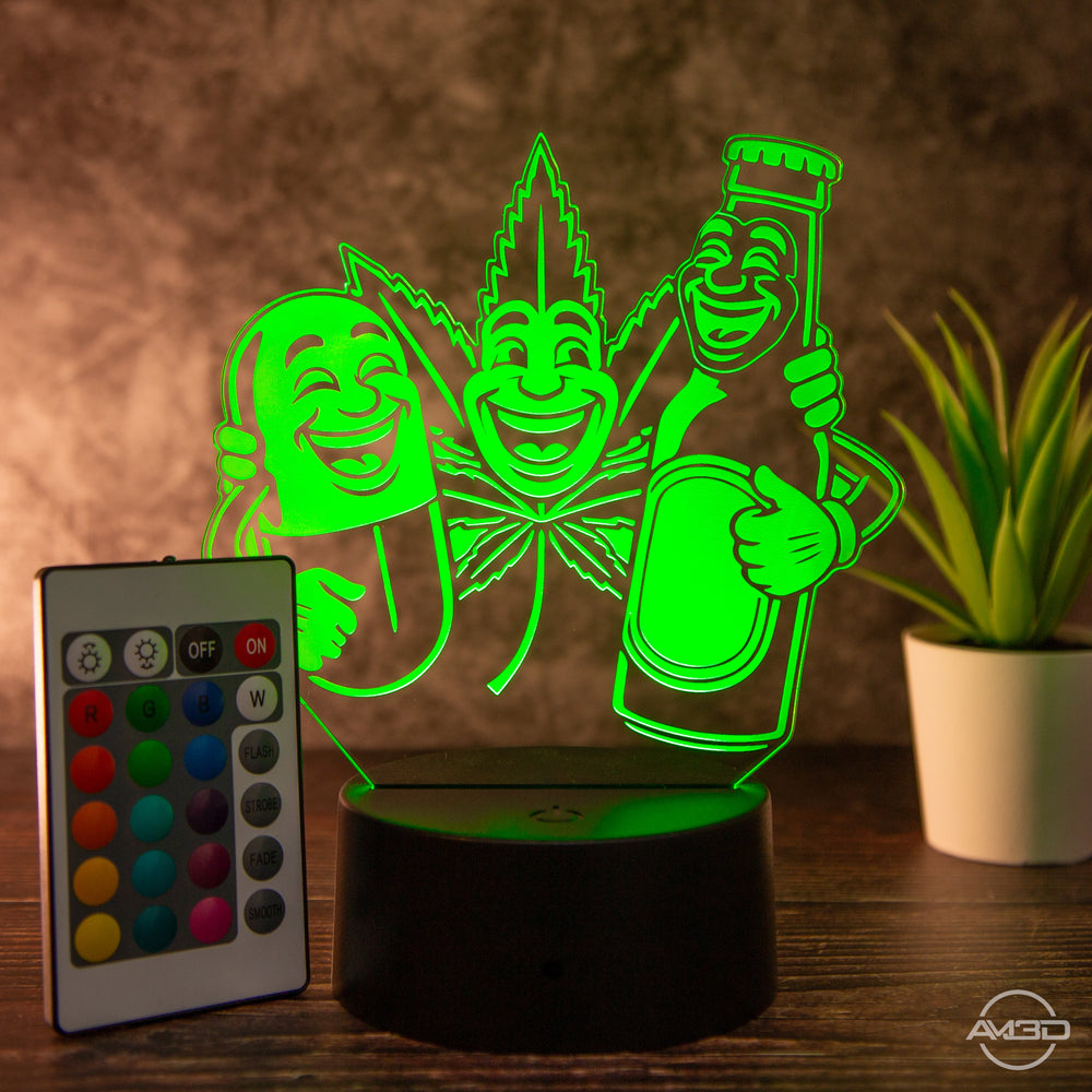Tischlampe, Lampe Weed / 420 / Mary Jane/ Bier / Pillen/ Best Friends/ Geschenk Weed - AM3D Shopmit Kunststoffsockel