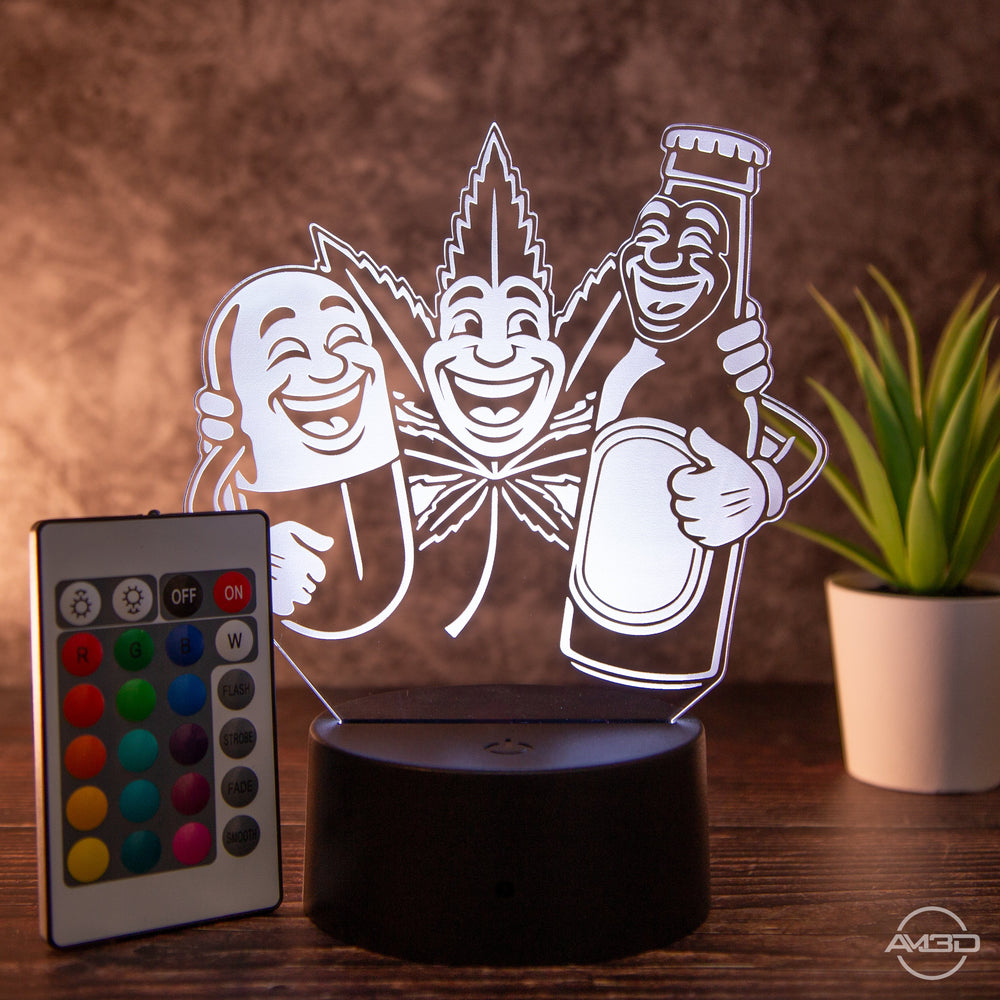 Tischlampe, Lampe Weed / 420 / Mary Jane/ Bier / Pillen/ Best Friends/ Geschenk Weed - AM3D Shopmit Kunststoffsockel