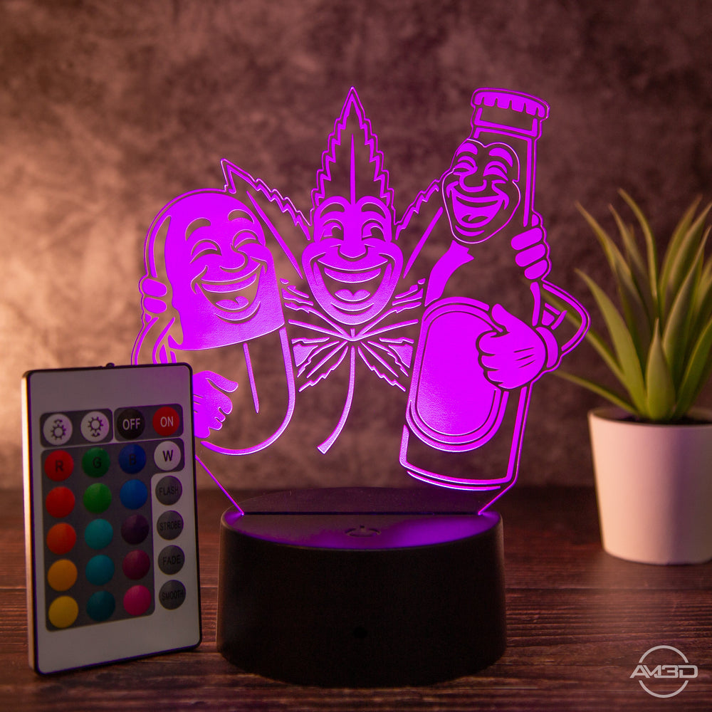 Tischlampe, Lampe Weed / 420 / Mary Jane/ Bier / Pillen/ Best Friends/ Geschenk Weed - AM3D Shopmit Kunststoffsockel
